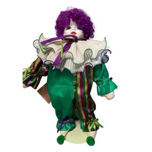 Betty Jane Carter Musical Porcelain Clown Doll Mardi Gras Jester Limited Edition